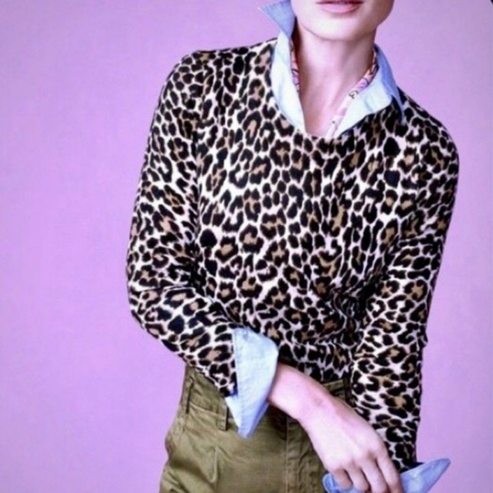 NWT J.Crew Leopard Teddie Sweater